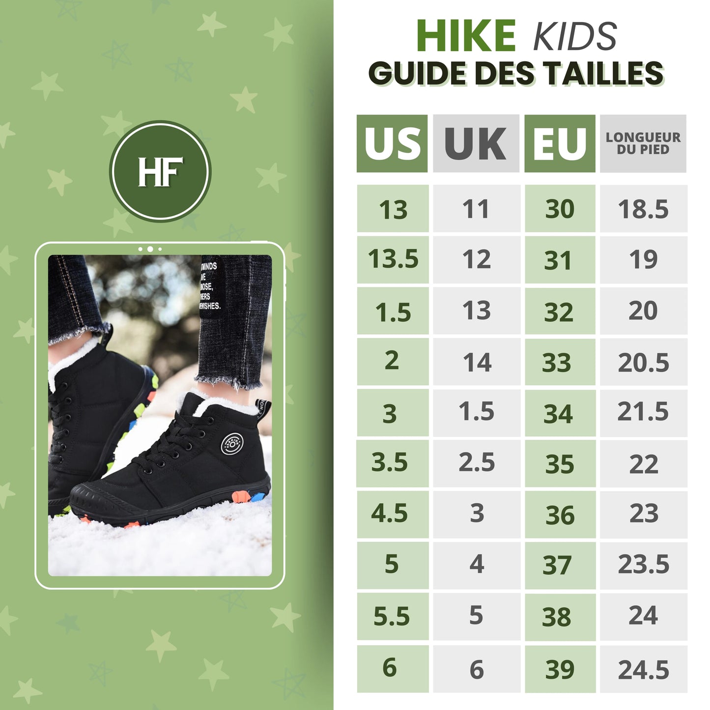 Hike Kids - Waterproof Barefoot Winter Shoes for Kids